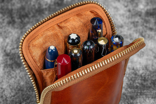 Legacy Collection Galen X Nock Co Leather Sinclair Pen Case - Deep Cognac