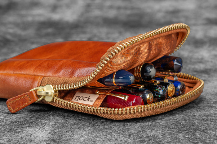 Legacy Collection Galen X Nock Co Leather Sinclair Pen Case - Deep Cognac