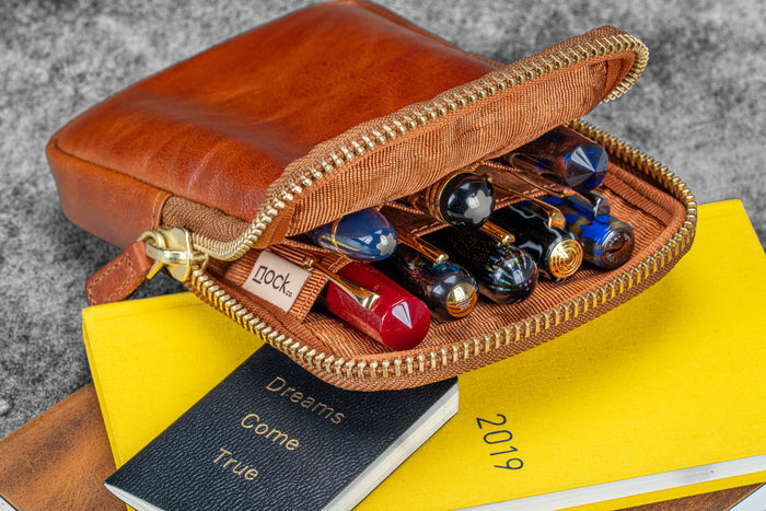 Legacy Collection Galen X Nock Co Leather Sinclair Pen Case - Deep Cognac
