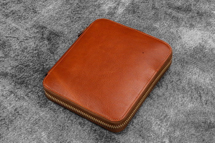 Legacy Leather Zip Pen Case For 6 Pens - A6 - Deep Cognac
