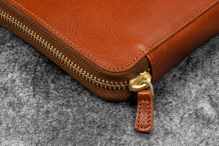 Legacy Leather Zip Pen Case For 6 Pens - A6 - Deep Cognac