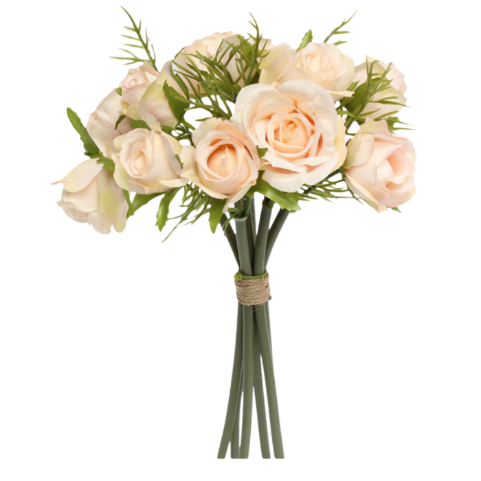 Rosebud bouquet light champagne real touch florals