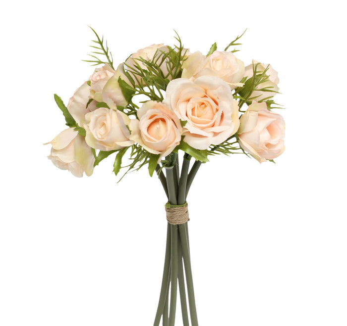 Rosebud bouquet light champagne real touch florals