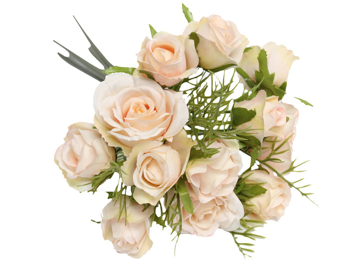 Rosebud bouquet light champagne real touch florals