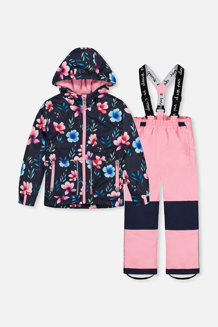 Light Weight Two Piece Chill Snowsuit Blue Floral Print-0
