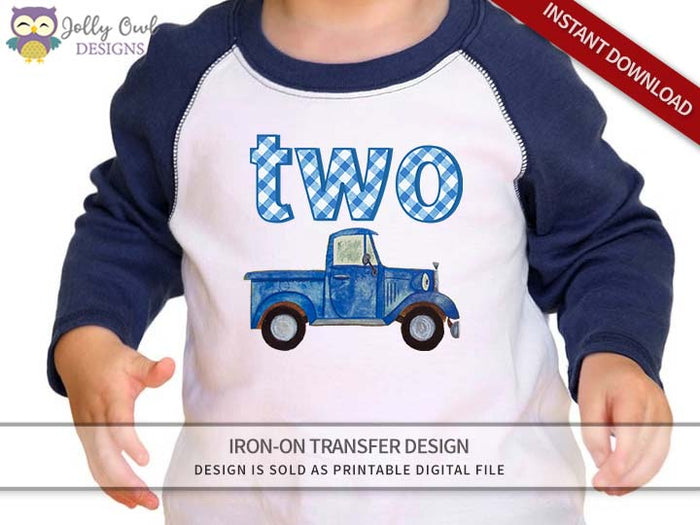Little Blue Truck Iron On Transfer Shirt Design 2nd Birthday / Age 2