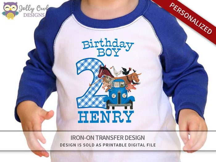 Little Blue Truck Personalized Iron On Transfer Shirt Design / Birthday Shirt / Age 1, 2 & 3