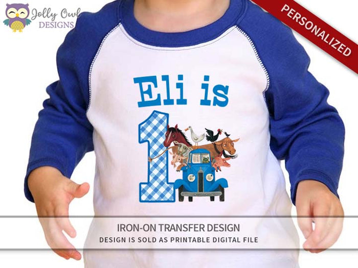 Little Blue Truck Personalized Iron On Transfer Shirt Design / Birthday Shirt / Age 1, 2 & 3