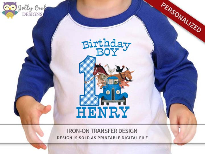 Little Blue Truck Personalized Iron On Transfer Shirt Design / Birthday Shirt / Age 1, 2 & 3