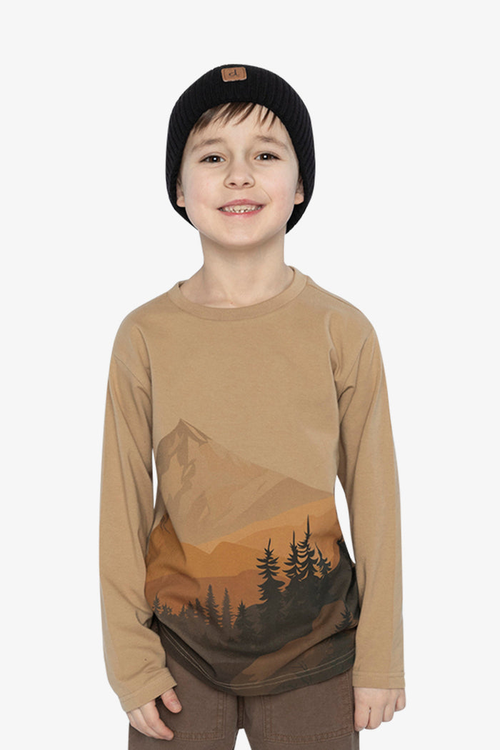 Long Sleeve Organic Cotton T-Shirt Beige-1