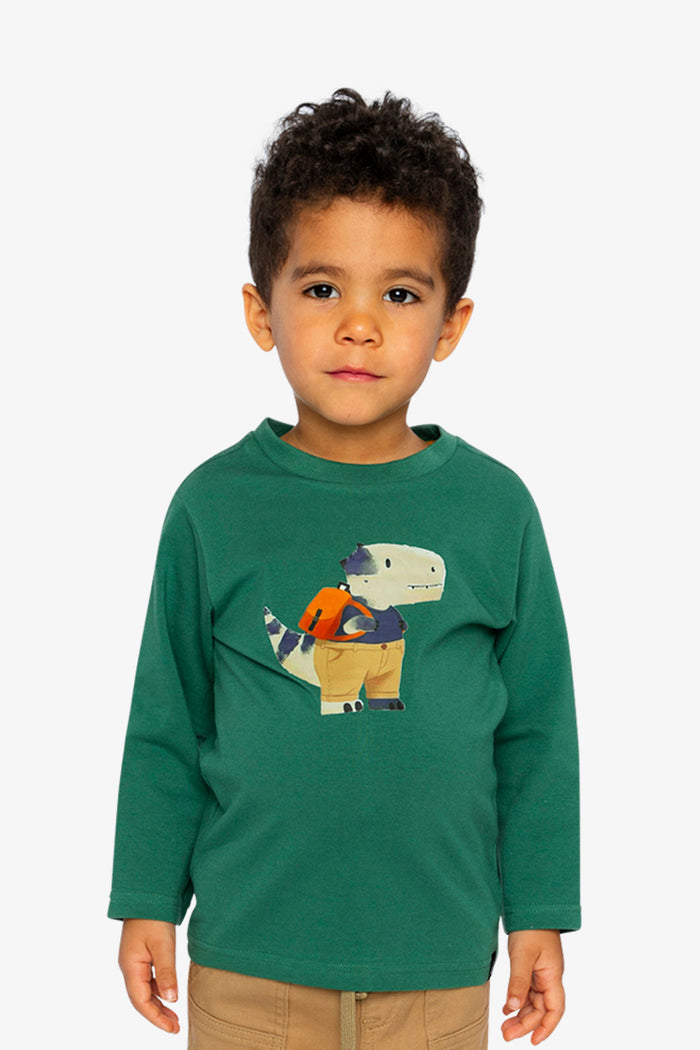 Long Sleeve Organic Cotton T-Shirt Green-3