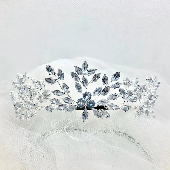 Wedding Hair Accessories - Cubic Zirconia Bridal Tiara - Available in Silver and Gold