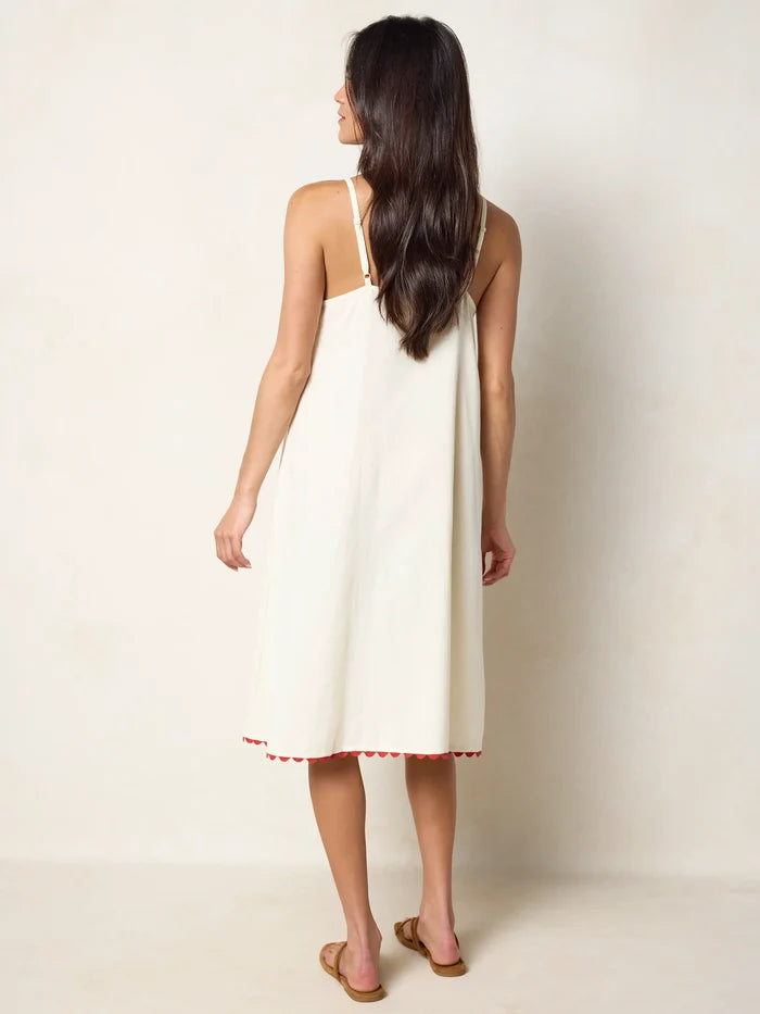 Loren Embroidered Midi Dress - Ivory-view 9