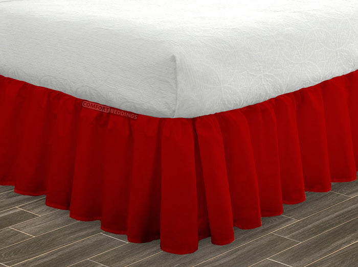 Blood red Ruffle Bed Skirt
