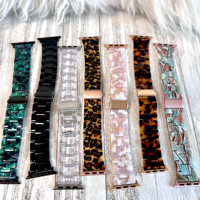 Luxurious Resin Link Band For Apple Watch Multiple Colors Available — Lighter than stainless steel metal band.Unique light and slim design makes the watch strap thinner more flexible.You will get t...