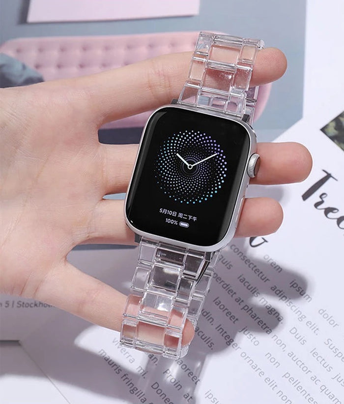Luxurious Resin Link Band For Apple Watch Multiple Colors Available — Lighter than stainless steel metal band.Unique light and slim design makes the watch strap thinner more flexible.You will get t...