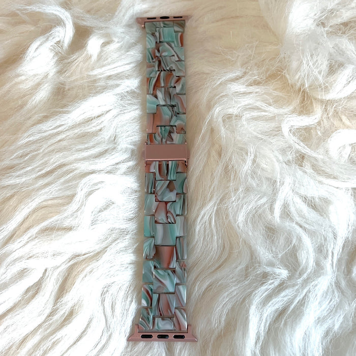 Luxurious Resin Link Band For Apple Watch Multiple Colors Available — Lighter than stainless steel metal band.Unique light and slim design makes the watch strap thinner more flexible.You will get t...