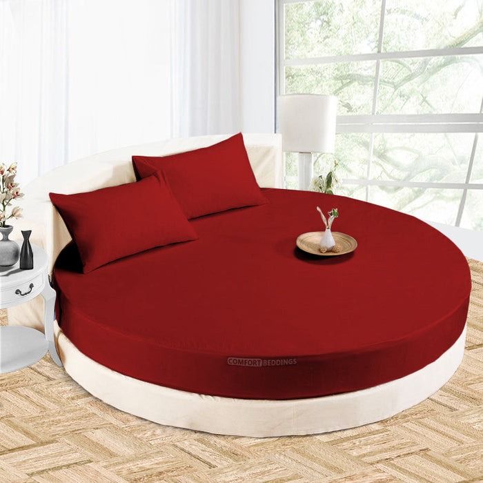 Burgundy Round Bed Sheets