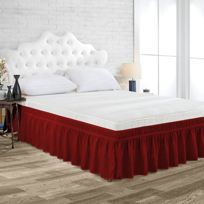 burgundy wrap around bed skirt