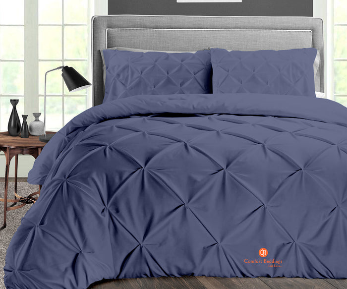 LUXURY MEDITERRANEAN BLUE PINCH PLEAT DUVET COVER