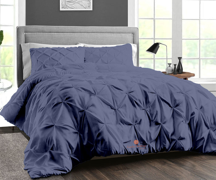 LUXURY MEDITERRANEAN BLUE PINCH PLEAT DUVET COVER