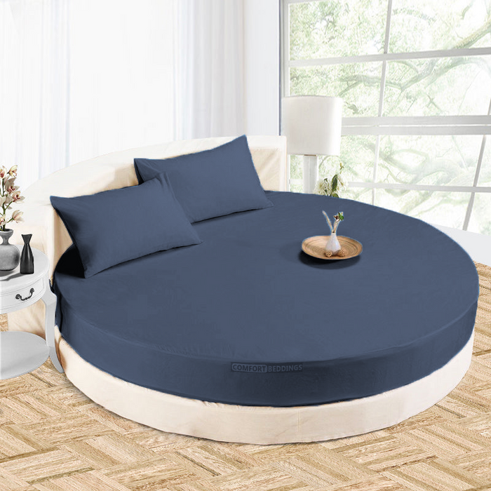 Luxury Mediterranean Blue Round Sheets 100% Egyptian Cotton