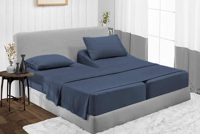 Luxury Mediterranean Blue Split Sheets 100% Egyptian Cotton