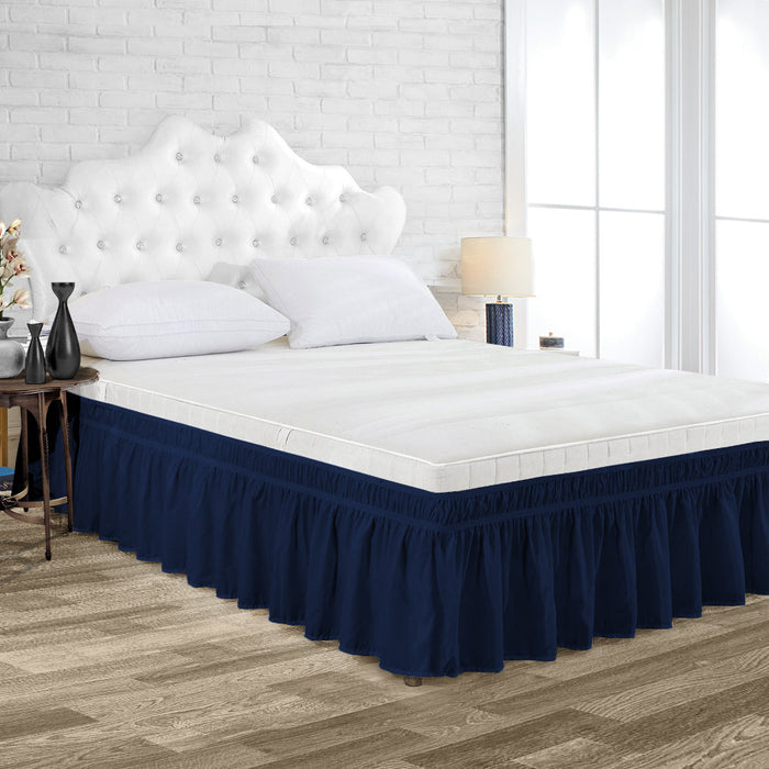 navy blue wrap-around bed skirt