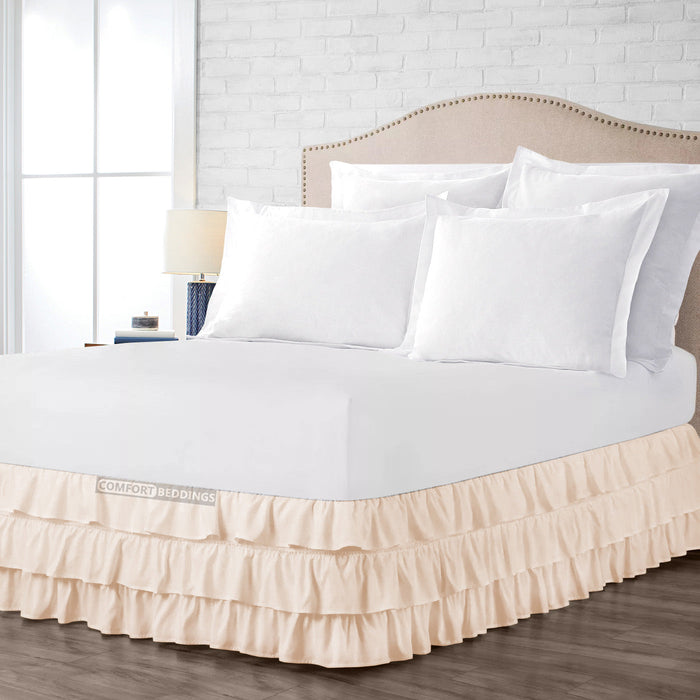 Peach Multi Ruffle bed skirt