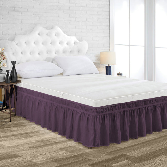 Plum wrap-around bed skirt