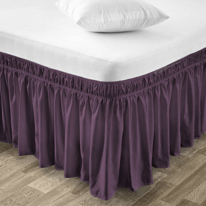 Plum wrap-around bed skirts