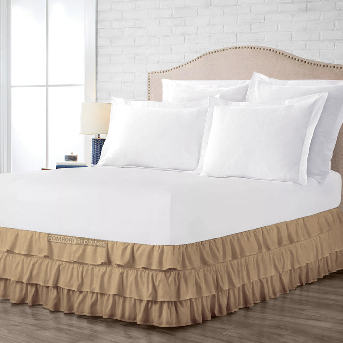 Taupe Multi Ruffle Bed Skirts