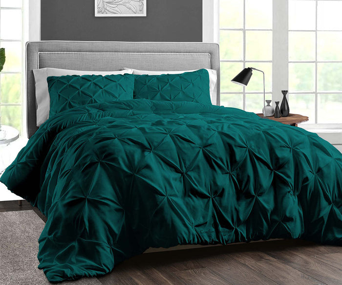 Teal Pinch Pleat Duvet Cover