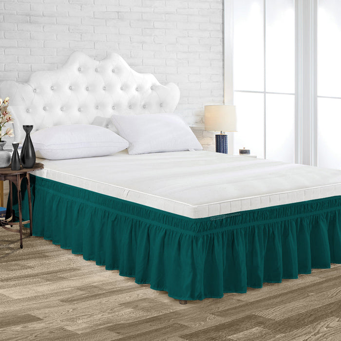 Teal wrap-around bed skirt