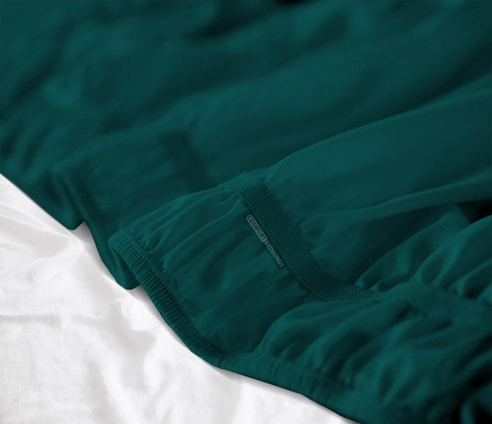 Teal wrap-around bed skirts
