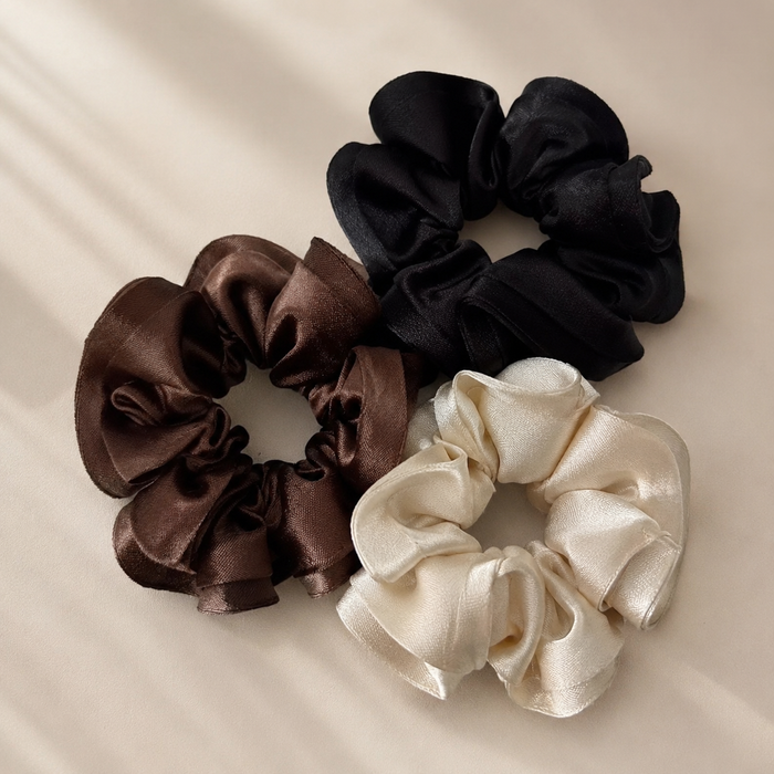 Luxury Velvet Scrunchie Trio – Warm Tones (3-Pack)
