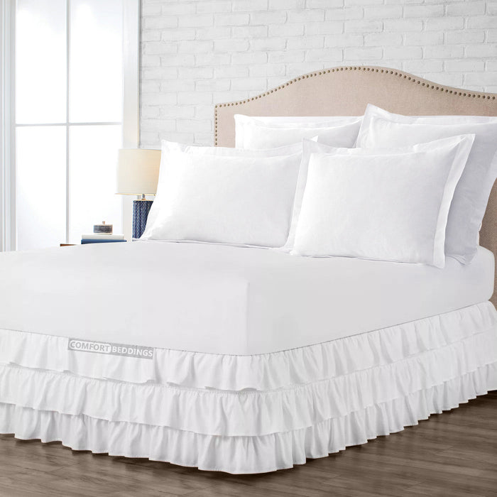 White Multi Ruffle Bed Skirts