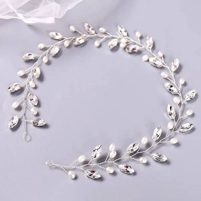 Wedding Hair Accessories - Pearl and Crystal Bridal Headband - Available in Silver, Rose Gold and Yellow Gold