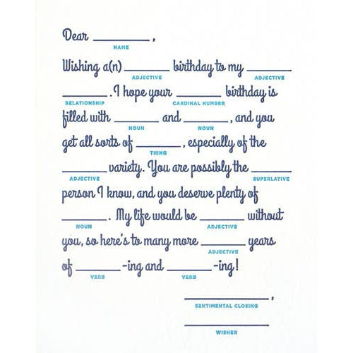 Mad Lib Birthday