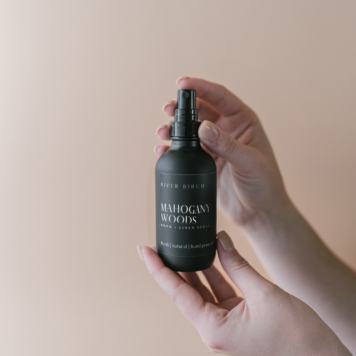 Mahogany Woods  - 4 oz Black Glass Room + Linen Spray