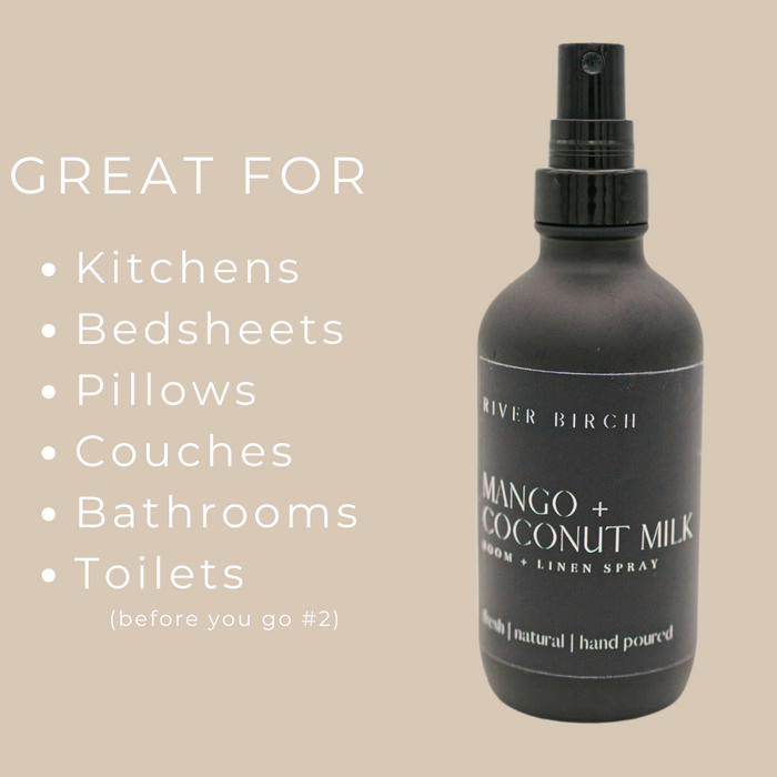 Mango + Coconut Milk - 4 oz Black Glass Room + Linen Spray