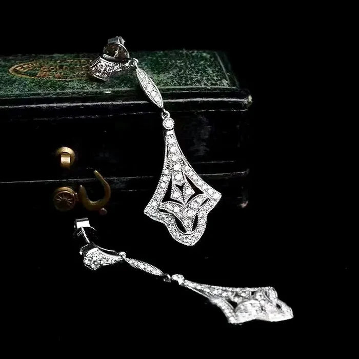 Wedding Jewelry - Vintage Style CZ Bridal Earrings