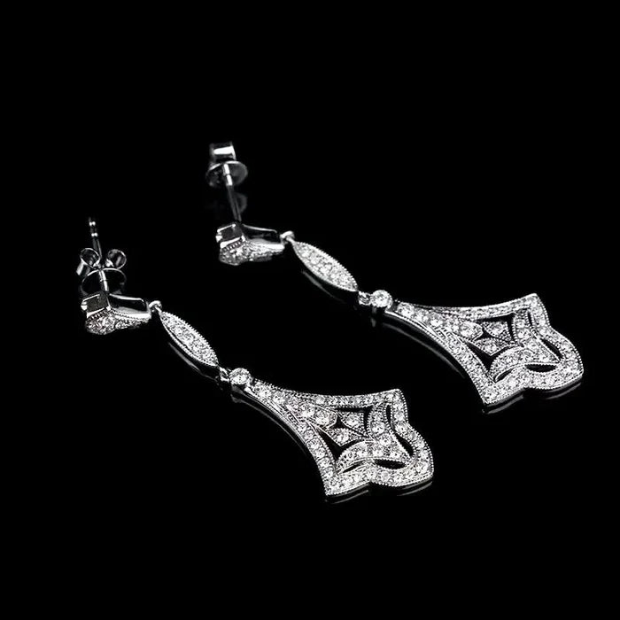 Wedding Jewelry - Vintage Style CZ Bridal Earrings