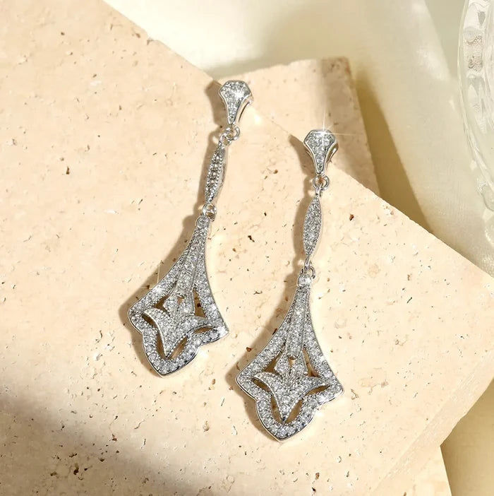 Wedding Jewelry - Vintage Style CZ Bridal Earrings