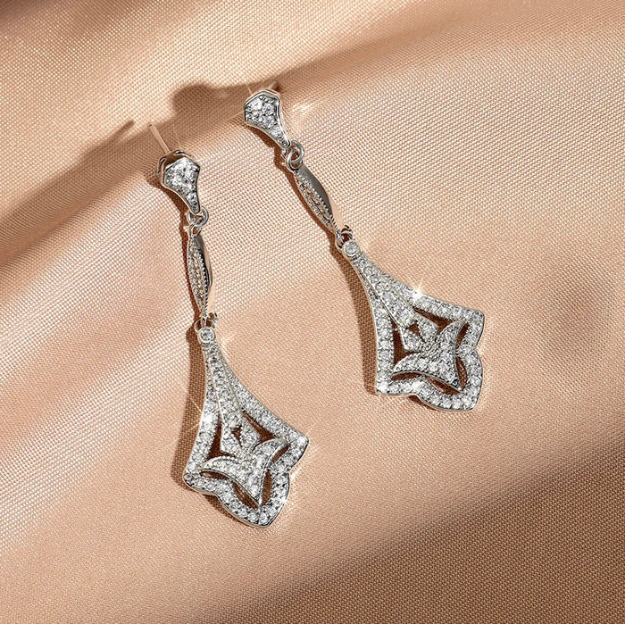Wedding Jewelry - Vintage Style CZ Bridal Earrings