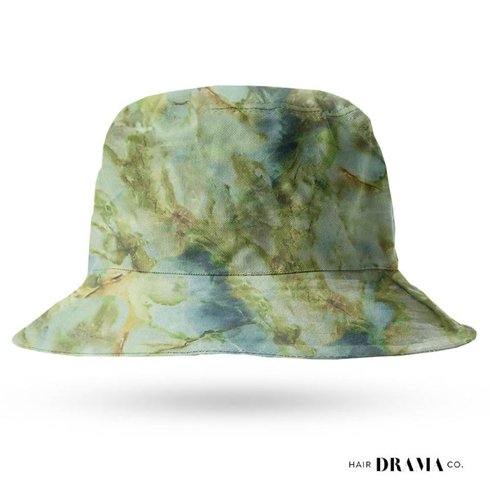 Marbled Satin Bucket Hat - Sage Green