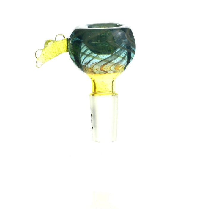 Side view of Mathematix Reversal Bowl with Colored Hook 106 14mm Glass Bowl