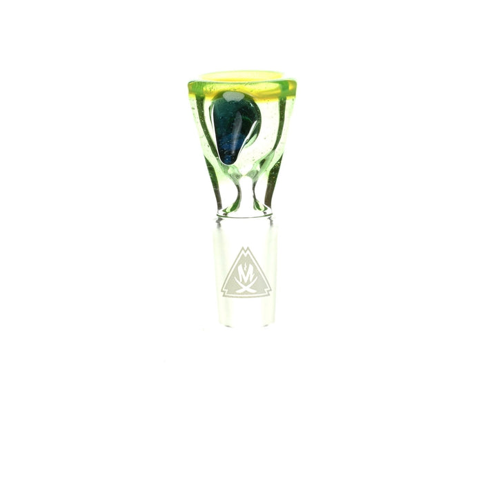 Side view of Mathematix Tri Color Funnel 14 mm Bowl 113 glass bowl