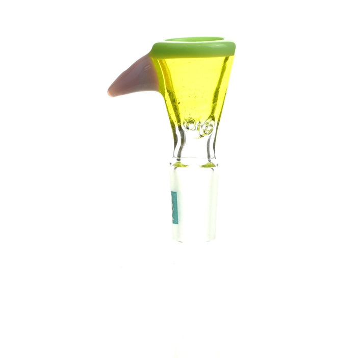 Side view of Mathematix tri color funnel ice pinch 14 mm glass accessory