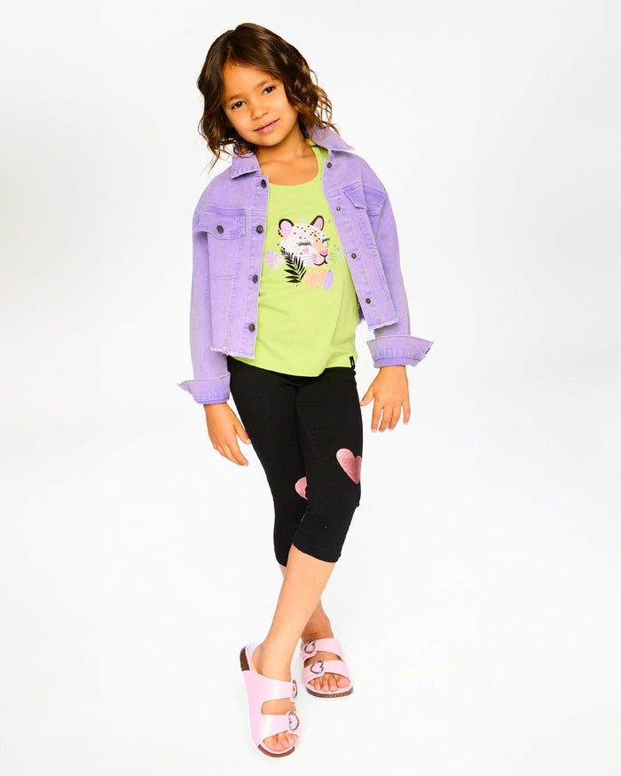 Mauve Denim Jacket With Embroidery-1